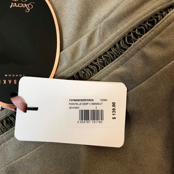 Sold Baker Deep V Swimsuit Khaki - Picture 6 of 7